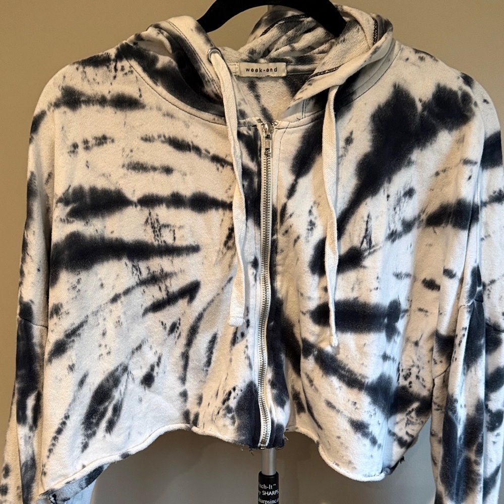 Tie-Dye Zip-Up Cropped Hoodie Size Small